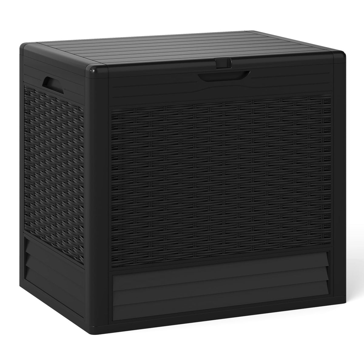 25 Gallon Outdoor Storage Box with Rattan Patterns-Black