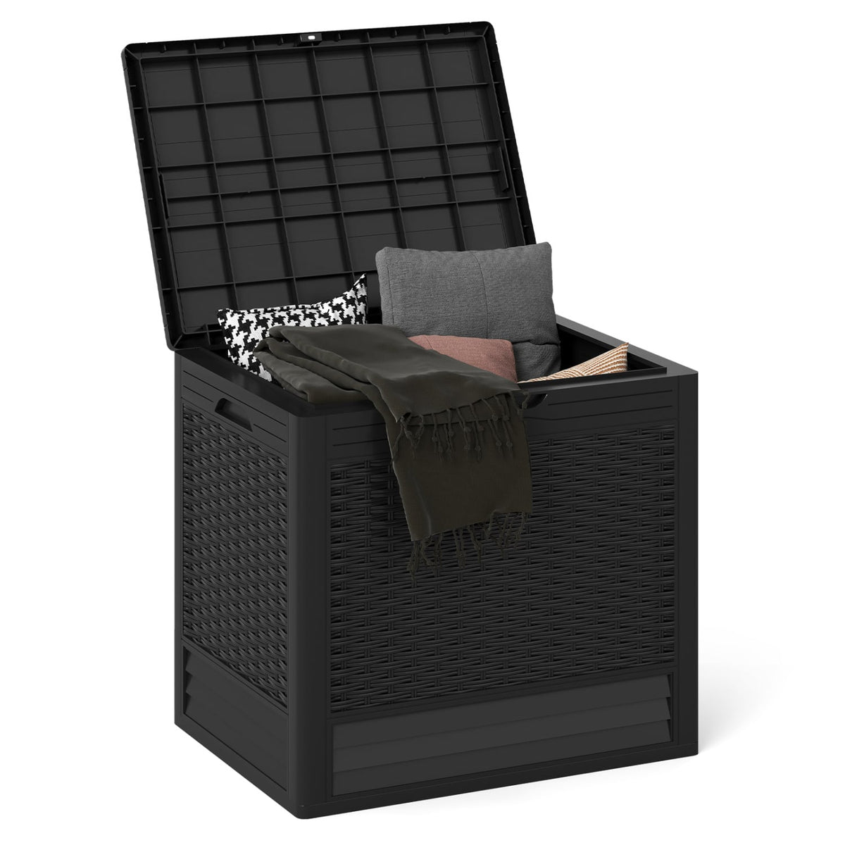 25 Gallon Outdoor Storage Box with Rattan Patterns-Black view 4