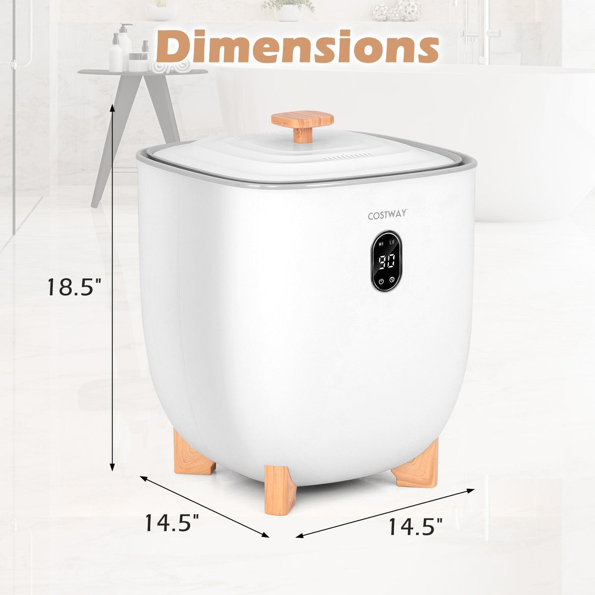 25L Towel Warmer Bucket with 2 Temperature Settings and Auto Shut Off-White view 5
