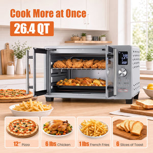 26.4 Quart French Door Convection Toaster Oven with 11 Presets 1500W Countertop Oven view 6