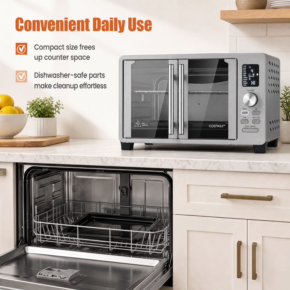 26.4 Quart French Door Convection Toaster Oven with 11 Presets 1500W Countertop Oven view 9