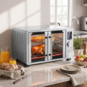 26.4 Quart French Door Convection Toaster Oven with 11 Presets-Silver view 2