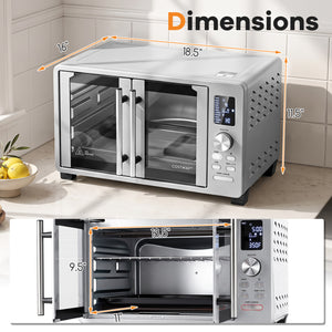 26.4 Quart French Door Convection Toaster Oven with 11 Presets-Silver view 4