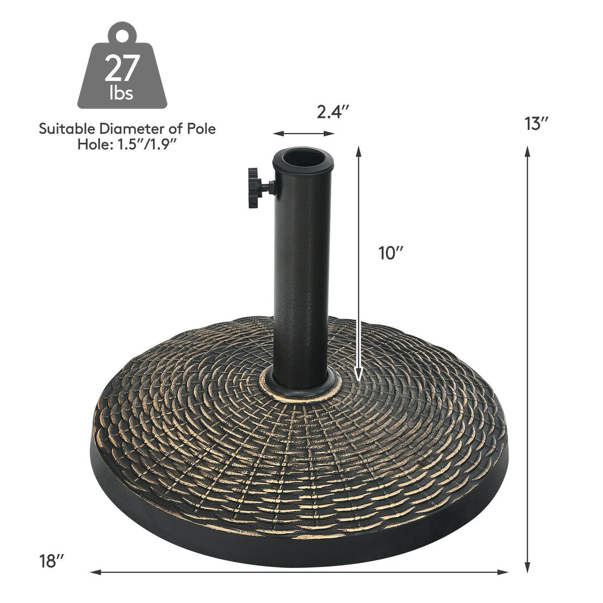 27 lbs Patio Market Umbrella Base Stand view 4