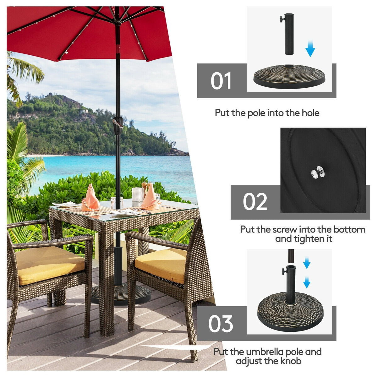 27 lbs Patio Market Umbrella Base Stand view 5