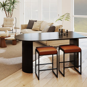 26 inch Bar Stools Set of 2 Counter Height Barstools with Faux Leather Upholstered Seat-Brown view 6