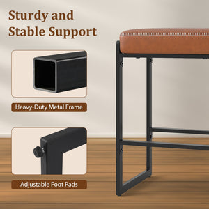 26 inch Bar Stools Set of 4 Counter Height Barstools with Faux Leather Upholstered Seat-Brown view 7