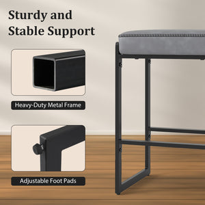 26 inch Bar Stools Set of 4 Counter Height Barstools with Faux Leather Upholstered Seat-Gray view 7