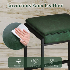 26 inch Bar Stools Set of 4 Counter Height Barstools with Faux Leather Upholstered Seat-Green view 6