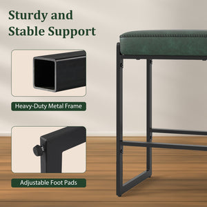 26 inch Bar Stools Set of 4 Counter Height Barstools with Faux Leather Upholstered Seat-Green view 7