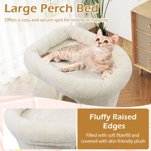 26 Inch Cat Tower with Large Padded Push Perch and Dual Condos-Beige view 9