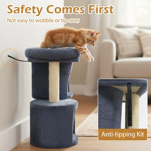 26 Inch Cat Tower with Large Padded Push Perch and Dual Condos-Dark Gray view 7