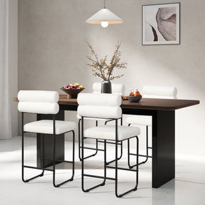 26 Inch Counter Height Bar Stools Set of 2 with Metal Frame and Footrest-White view 3