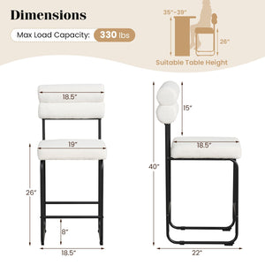 26 Inch Counter Height Bar Stools Set of 2 with Metal Frame and Footrest-White view 4