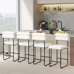 26 Inch Counter Height Bar Stools Set of 2 with Metal Frame and Footrest-White view 5