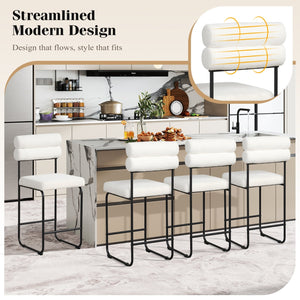 26 Inch Counter Height Bar Stools Set of 2 with Metal Frame and Footrest-White view 9