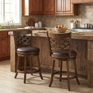 26 Inch Counter Height Bar Stools Set of 2 with Rubber Wood Frame-26 Inch view 2