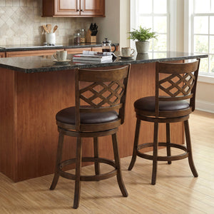 26 Inch Counter Height Bar Stools Set of 2 with Rubber Wood Frame-26 Inch view 3