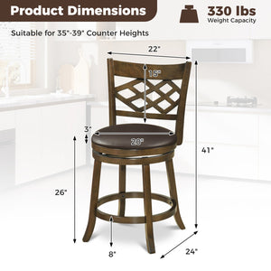26 Inch Counter Height Bar Stools Set of 2 with Rubber Wood Frame-26 Inch view 4