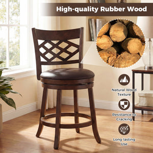 26 Inch Counter Height Bar Stools Set of 2 with Rubber Wood Frame-26 Inch view 5