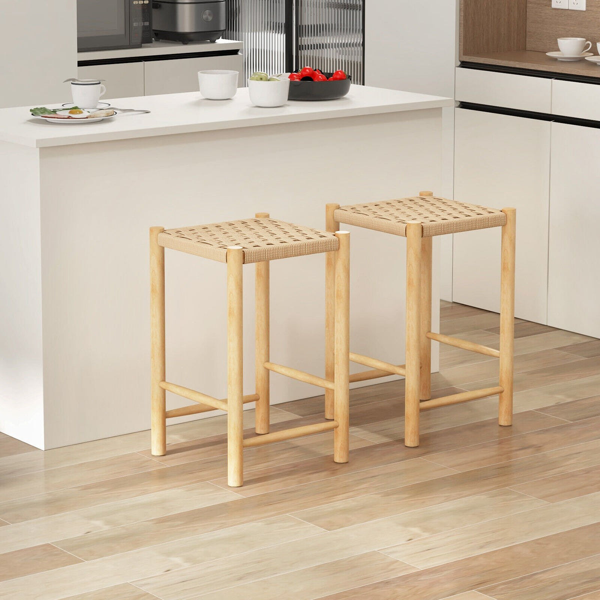 26 Inch Dining Bar Stool Set of 2-Natural view 2