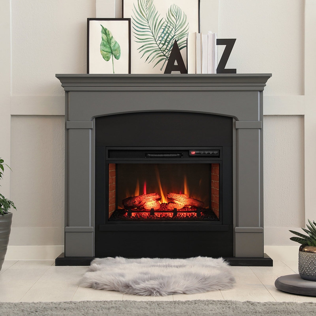 26 Inch Infrared Electric Fireplace Insert with Remote Control-Black view 9