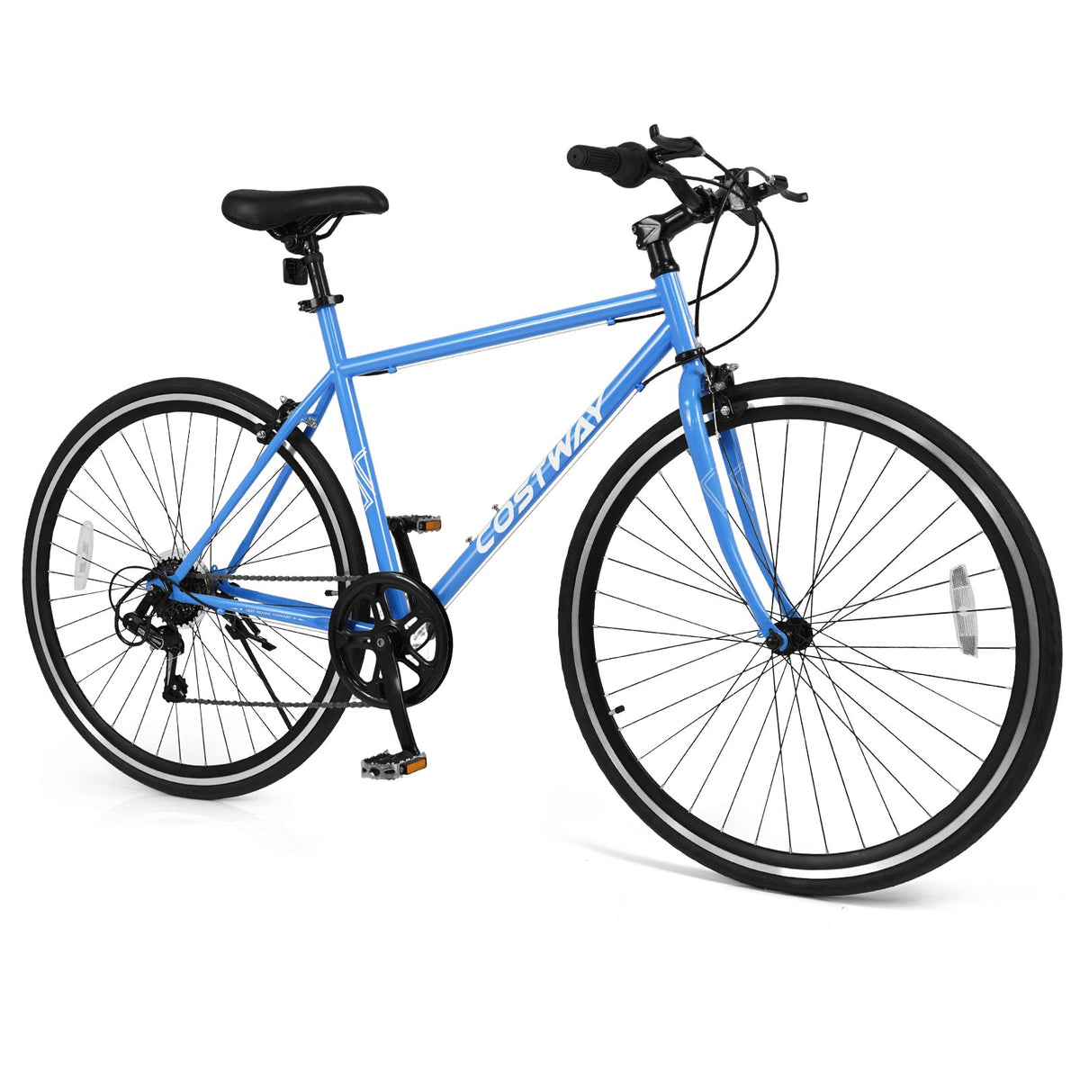 26 Inch Mountain Bike Adjustable with 6-Speed and All-terrain Rubber Wheels-Blue