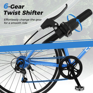 26 Inch Mountain Bike Adjustable with 6-Speed and All-terrain Rubber Wheels-Blue view 8