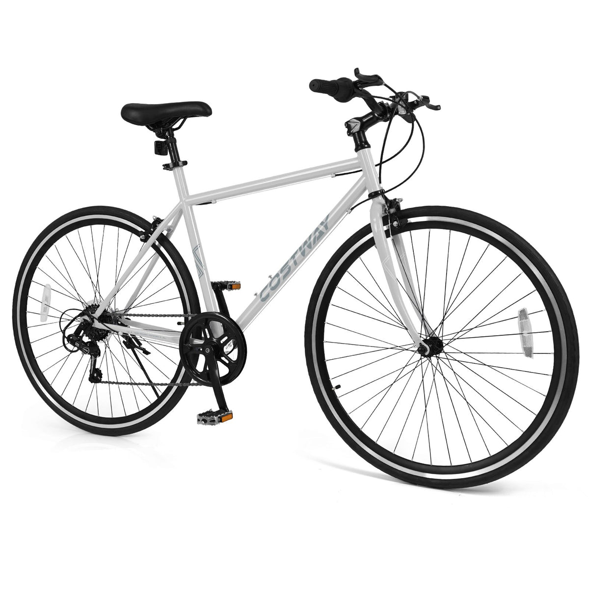 26 Inch Mountain Bike Adjustable with 6-Speed and All-terrain Rubber Wheels-Gray