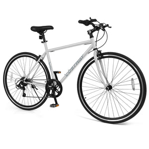 26 Inch Mountain Bike Adjustable with 6-Speed and All-terrain Rubber Wheels-Gray