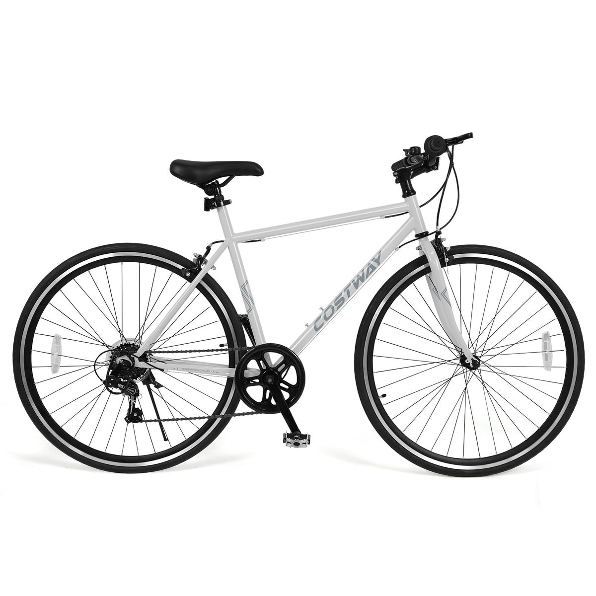 26 Inch Mountain Bike Adjustable with 6-Speed and All-terrain Rubber Wheels-Gray view 4