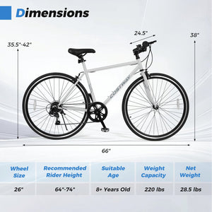26 Inch Mountain Bike Adjustable with 6-Speed and All-terrain Rubber Wheels-Gray view 5