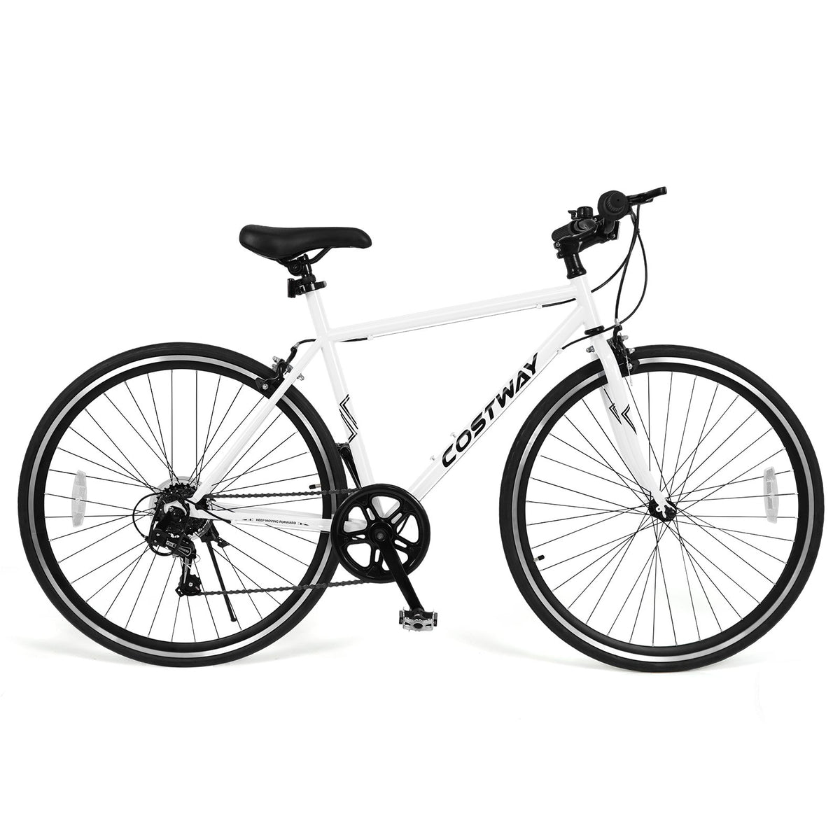 26 Inch Mountain Bike Adjustable with 6-Speed and All-terrain Rubber Wheels-White view 4