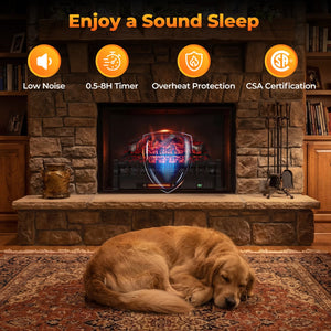26 Inch WiFi Infrared Quartz Electric Fireplace Insert Logs Heater with Realistic Lemonwood Logs-Black view 9