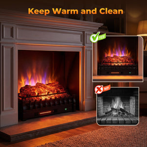 26 Inch WiFi Infrared Quartz Electric Fireplace Insert Logs Heater with Realistic Pinewood Logs-Black view 5