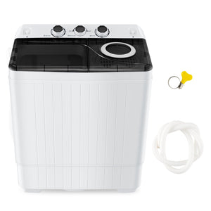 26 lbs Semi-Automatic Twin Tub Washing Machine with Drain Pump-Black