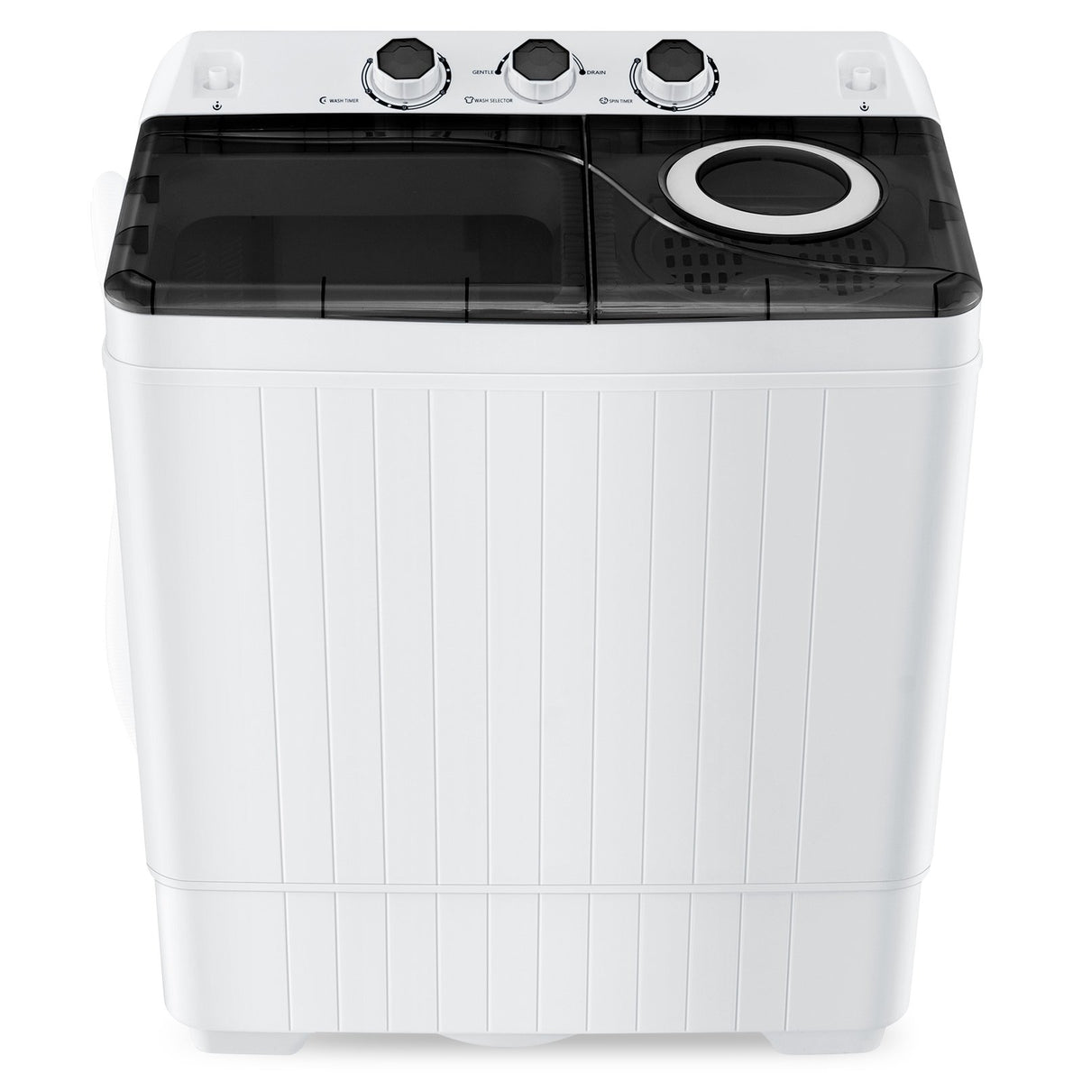 26 lbs Semi-Automatic Twin Tub Washing Machine with Drain Pump-Black view 4