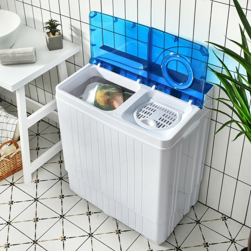 26 Pound Portable Semi-Automatic Washing Machine with Built-in Drain Pump-Blue view 3