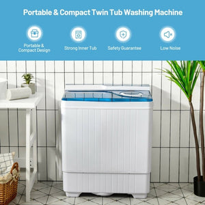 26 Pound Portable Semi-Automatic Washing Machine with Built-in Drain Pump-Blue view 6