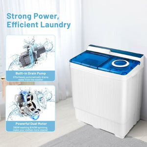 26 Pound Portable Semi-Automatic Washing Machine with Built-in Drain Pump-Blue view 9