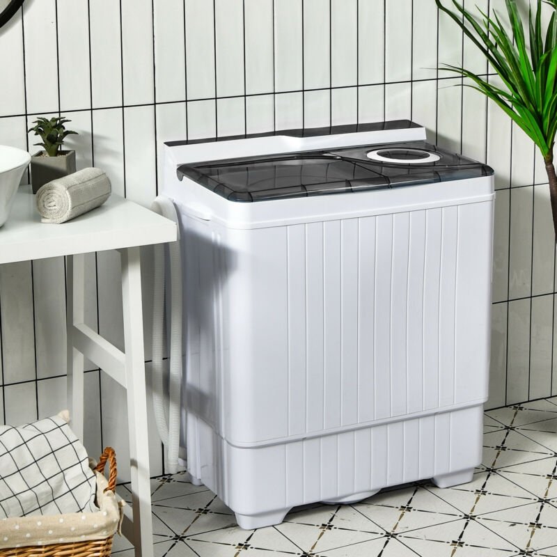26 Pound Portable Semi-automatic Washing Machine with Built-in Drain Pump-Gray view 2