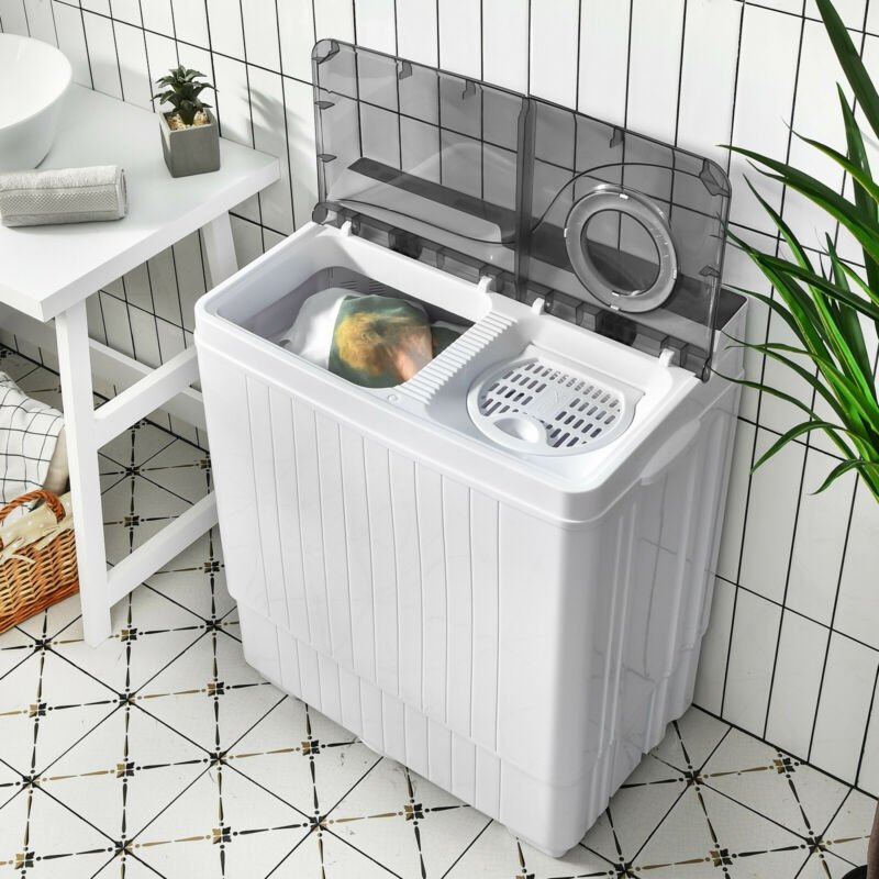 26 Pound Portable Semi-automatic Washing Machine with Built-in Drain Pump-Gray view 3