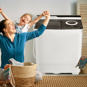 26 Pound Portable Semi-automatic Washing Machine with Built-in Drain Pump-Gray view 6