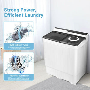 26 Pound Portable Semi-automatic Washing Machine with Built-in Drain Pump-Gray view 9