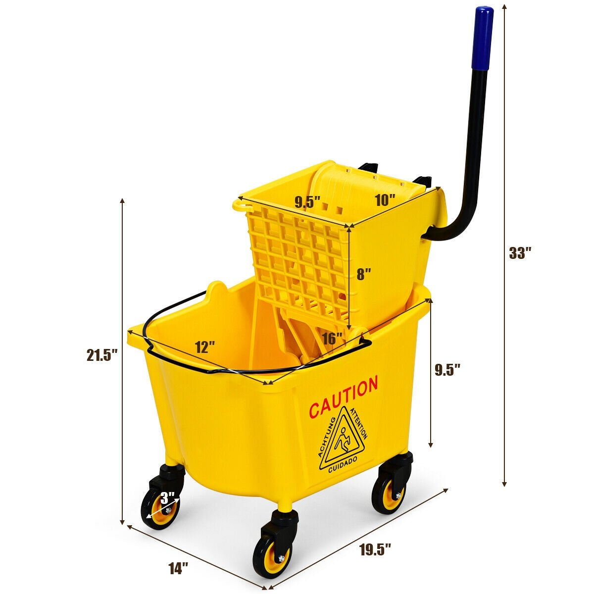 26 Quart Side Press Wringer Commercial Mop Bucket view 4