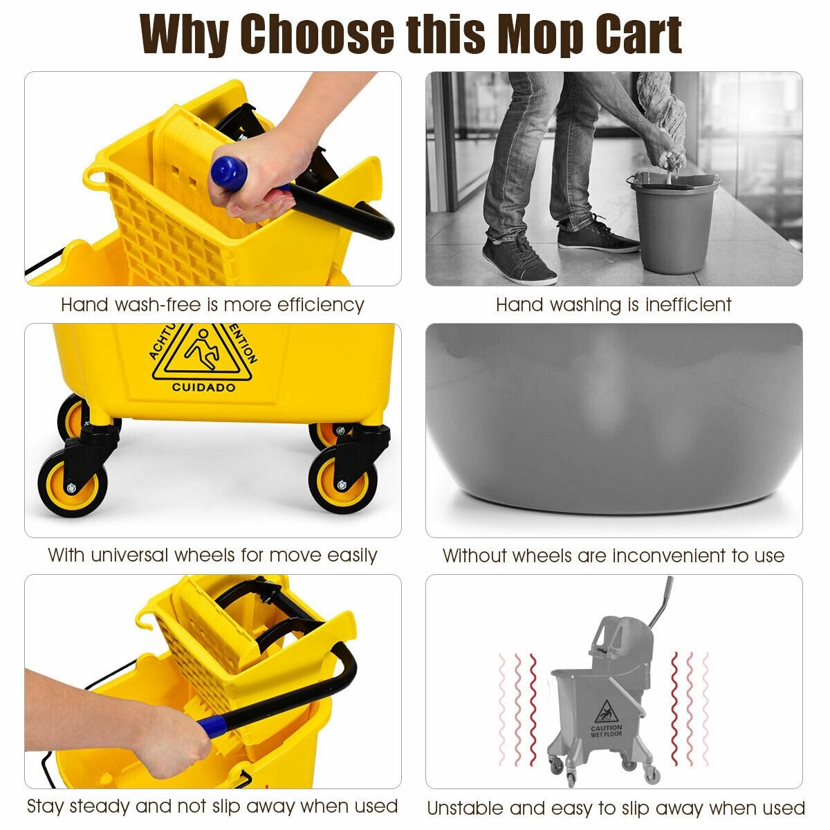 26 Quart Side Press Wringer Commercial Mop Bucket view 6