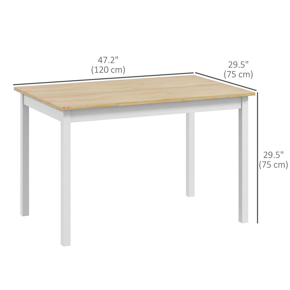 47" x 30" Dining Table, Farmhouse Dining Room Table with Pine Wood Frame, Space Saving Kitchen Table, Black – view 9