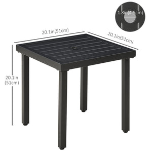 Outdoor Side Table, Patio End Table with Umbrella Hole, Small Coffee Table with Steel Frame for Balcony – view 2