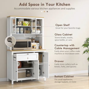 5-Door Kitchen Pantry Cabinet, Freestanding Storage Cabinet Cupboard with Adjustable Shelves, 71"