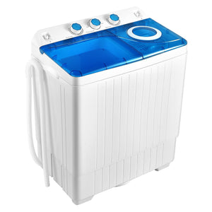 26lbs Portable Semi-Automatic Twin Tub Washing Machine with Drain Pump-Blue view 7